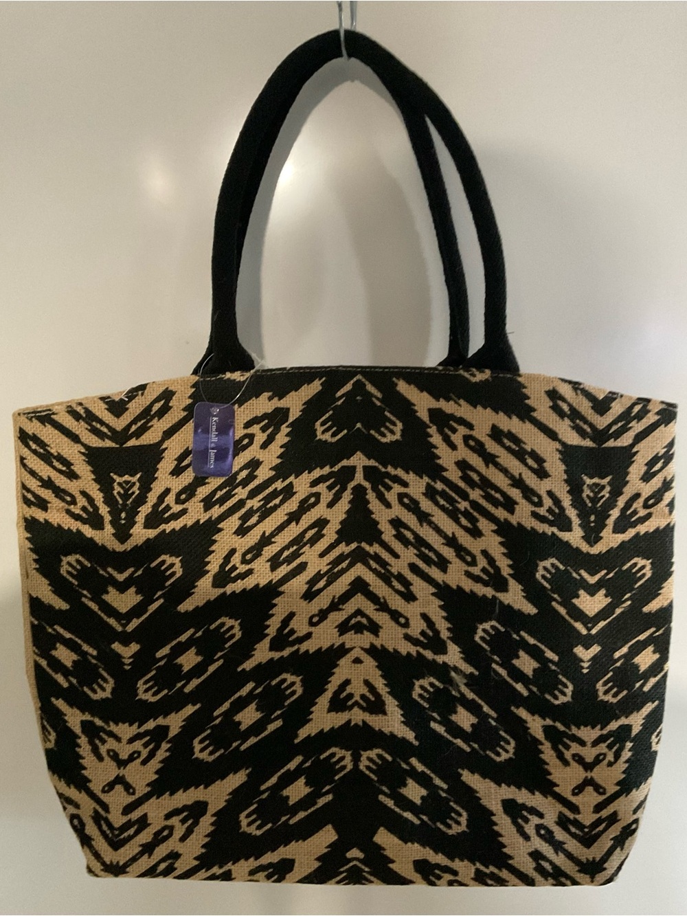Woven Black and Tan Patterned Tote Bag